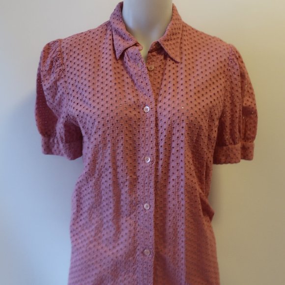 Krizia Jeans Pink Cut Out Design Button Down Blouse Sz 8* - Picture 3 of 8